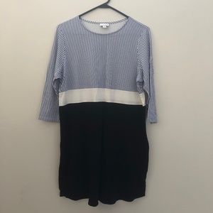 J Jill L Petite Navy Strip Dress